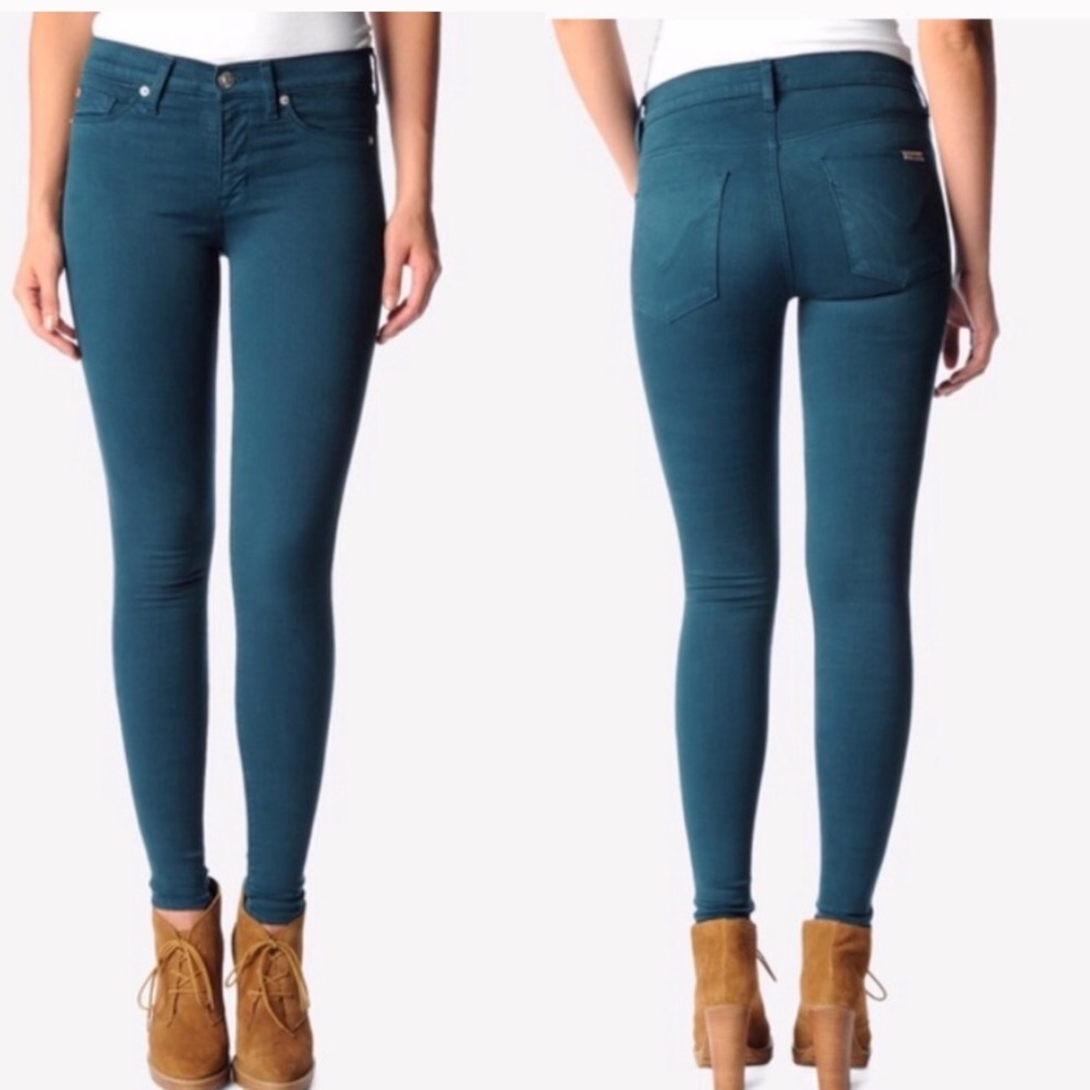 Hudson brand dark teal skinny jeans